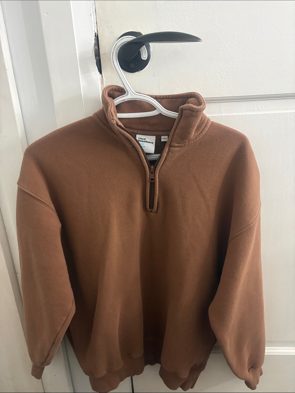 Aritzia Brown Quarter-Zip Fleece Sweater